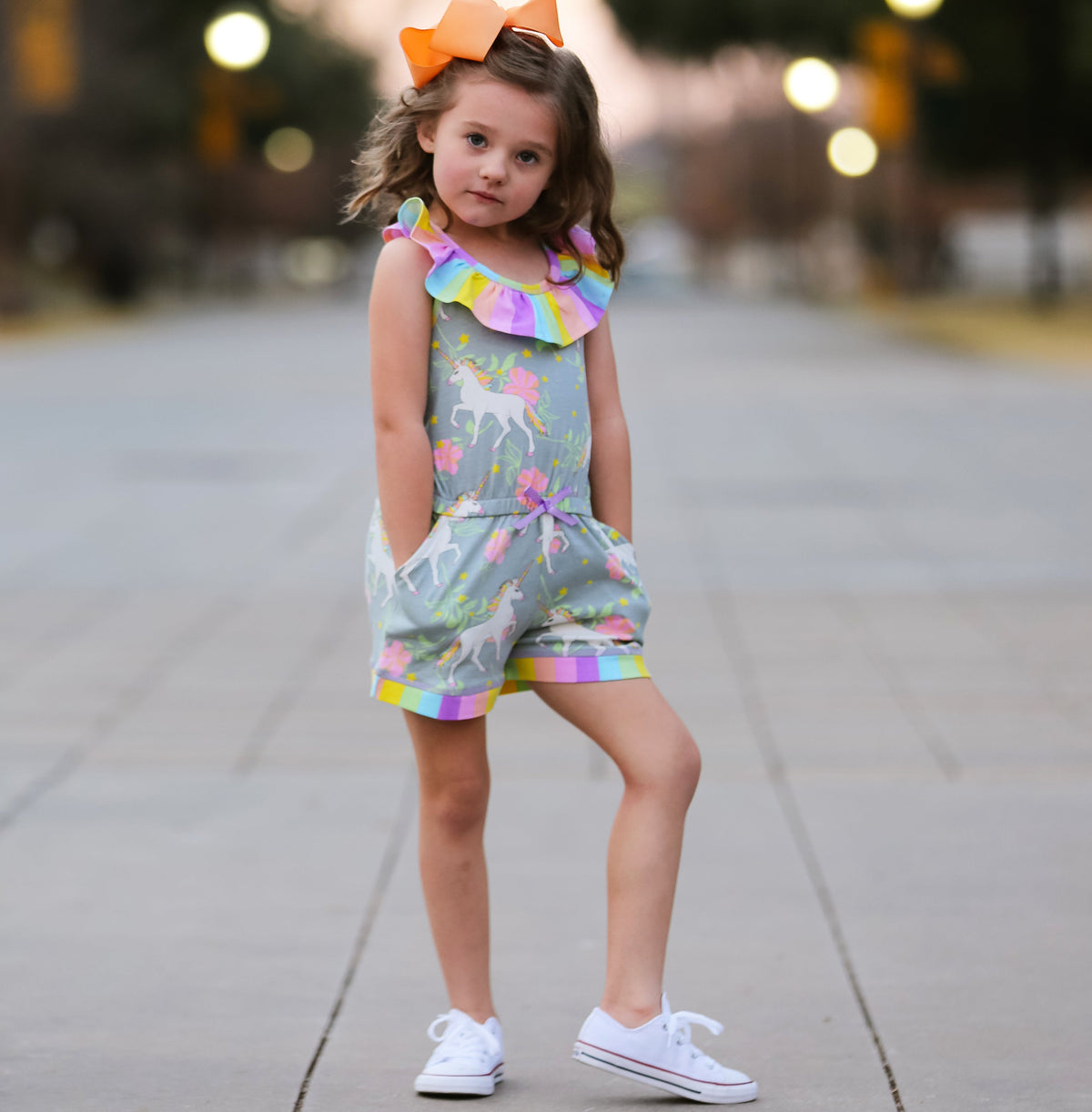 AnnLoren Girls Jumpsuit Magical Unicorn Rainbows Spring Boutique Clothing