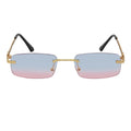 CHANELLE - Rimless Small Rectangle Sunglasses Gold Blue-Pink Fade