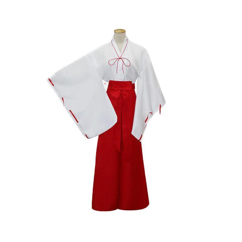 Anime Inuyasha Kikyou Witch Kimono Dress Cosplay Halloween Costume Complete Set AU