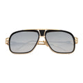 MAC - Square Metal Aviator Black-Gold Sunglasses Silver Mirror