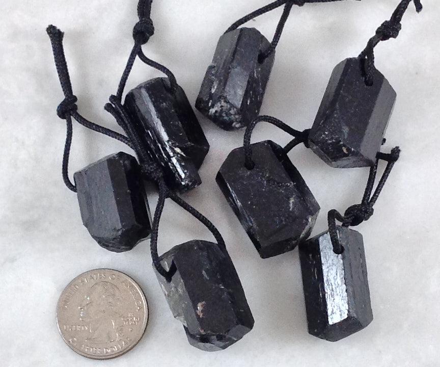 Black Tourmaline Rough Pendant (1pc)